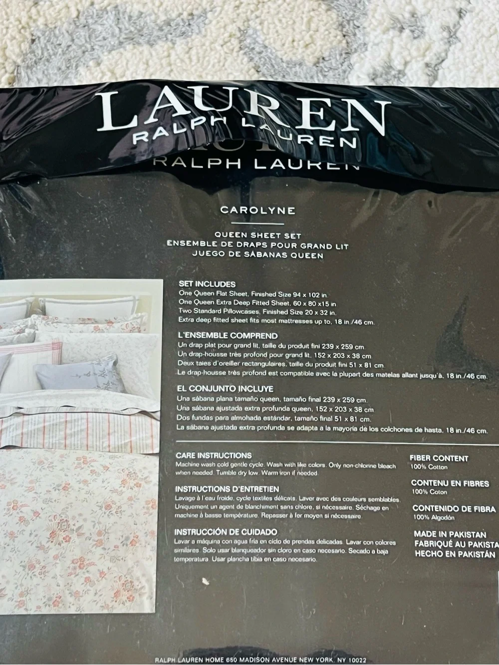 NWT❤️Ralph Lauren Carolyne Vine Queen Size 4pcs Sheet Set